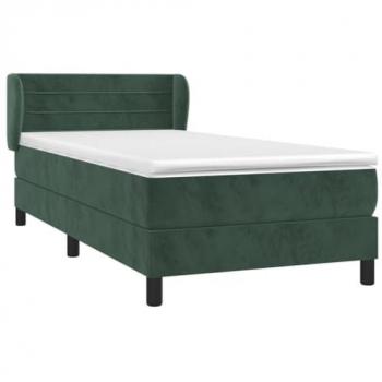 Cama box spring con colchón terciopelo verde oscuro 90x190 cm