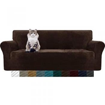 MAXIJIN Fundas de sofá de Terciopelo Grueso, 3 plazas, Antideslizante, elástico, para Perros, Gato, 3 Pieza, Protector elástico para Muebles, Fundas de Felpa para sofá