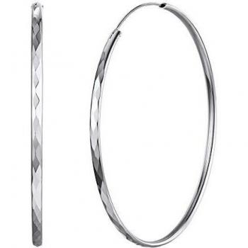 Silvora 70mm Aros Grandes Pendientes Plata de ley para mujeres Pendientes para Cartilago Ligeros redondos Círculo