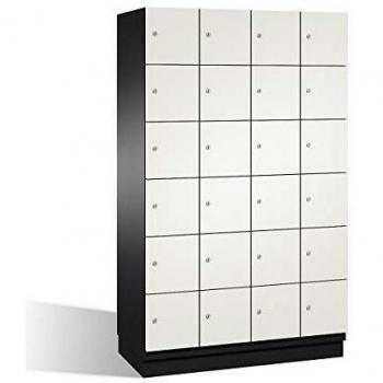 Armario de Compartimentos Bajo Llave Cambio C+P 6 Taquillas, 4 Compartimentos, Acero Negro y Blanco, 1200 mm de Ancho