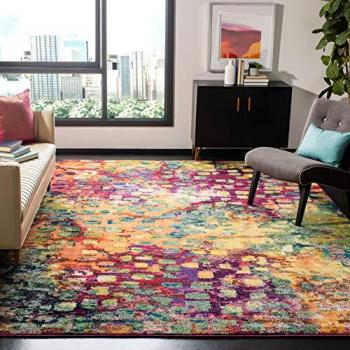 Safavieh Power Loom Pink Multi-Color Geometric Area Rug 8' x 11'