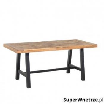 Mesa de comedor Beliani para 6 personas en madera de acacia clara y negra, dimensiones 170 x 80 cm, apta para interior y exterior