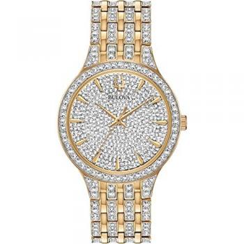 Bulova Gold Men's Analog Quartz Watch 98A229 with Stainless Steel Strap - One Size