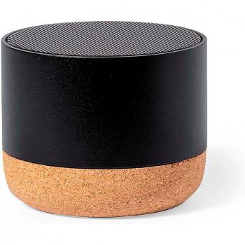 Altavoz Bluetooth Eco Bambú y Aluminio Reciclado 3W, Batería 300mAh, Negro 7x5.6x7 cm