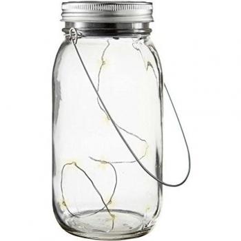Lámpara Solar Decorativa Jamjar de Vidrio con LED y Sensor de Crepúsculo, 18 cm