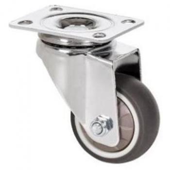 Rueda Giratoria con Placa y Goma Gris 60mm