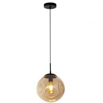 Colgante Contemporáneo Punch de Vidrio Perforado Champán y Acabado Negro, 1 Luz E27