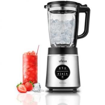 Batidora de Vaso Ufesa Rock Crystal 1800W, Jarra de Cristal 1.75L, 6 Cuchillas de Acero Inoxidable, Control de Velocidad Electrónico, Pica Hielo,