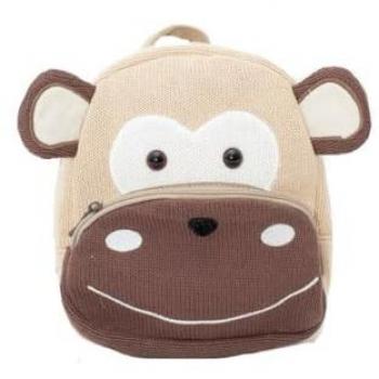 Mochila Infantil de Peluche 100% Algodón Modelo Perro Color Beig y Marrón 19x11x23cm