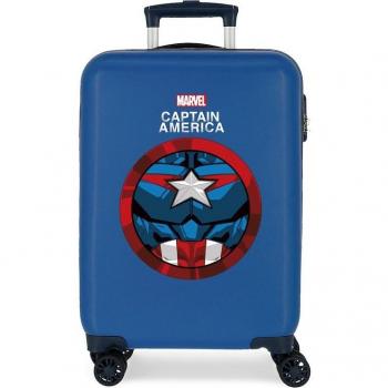 Maleta de Cabina Infantil Marvel Avengers Captain America Rígida, 38x55x20 cm, Azul, 34L