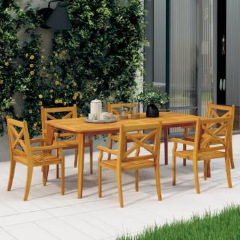 Outdoor Dining Chairs Set of 6 Solid Acacia Wood