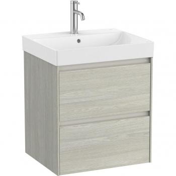 Mueble de baño Roca Ona con 2 cajones y lavabo, acabado en roble claro