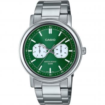 Casio Men's Stainless Steel Green Dial Quartz Analog Watch MTP-E335D-3EV