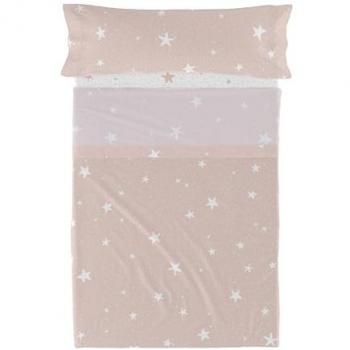 Juego de Sábanas HappyFriday Basic Kids Little Star Rosa 2 Piezas, 180x270 cm (Cama 105), 100% Algodón, Calidad de 150