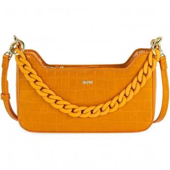 Bolso Bandolera SKPAT Coco para Mujer en Color Ocre con Cremallera, 2 Asas Intercambiables, Piel Sintética, Uso Diario Pequeño 312478
