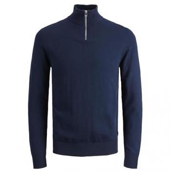 Jack & Jones Emil Half Zip Sweater - Comfortable and Elegant Navy Blue Regular Fit for Men