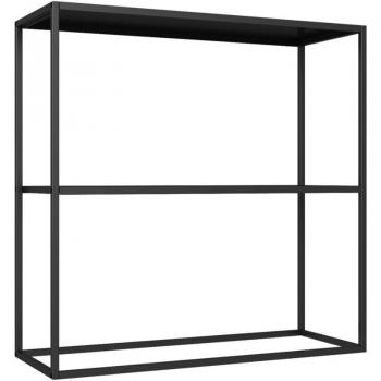 Consola de acero con 2 niveles de almacenamiento 80 x 80 x 26 cm negro mate