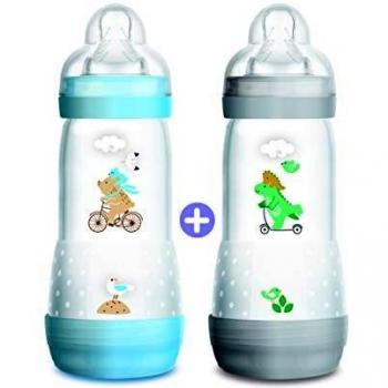 Mam - Set de 2 biberones anticólicos, con de flujo nro. 3, para niño, 320 ml, unisex, Instrucciones en Lengua Extranjera