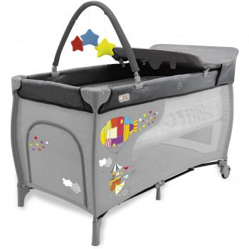 ASALVO Cuna de viaje 120x60 Mix Plus para bebe de 0 a 15kg /3 EN 1. Cuna, Parque y Cambiador/Plegable en 30 segundos con Altura ajustable/Gris Zep