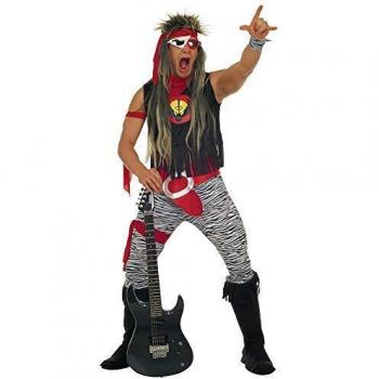 Disfraz de Rock Star Negro y Rojo para Hombre - Talla S, Estilo Años 80, Punk