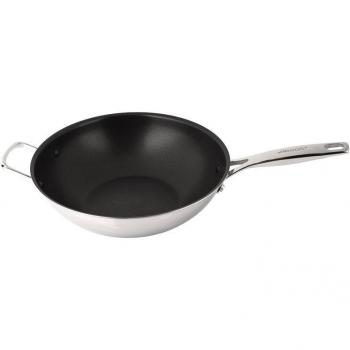 Arcos Serie Forza, Wok Antiadherente, Cuerpo de Triple Fondo, Acero Inoxidable + Aluminio + Acero Inoxidable 28 cm, Mango de Acero Inoxidable, Color Plata, Libre de PFOA