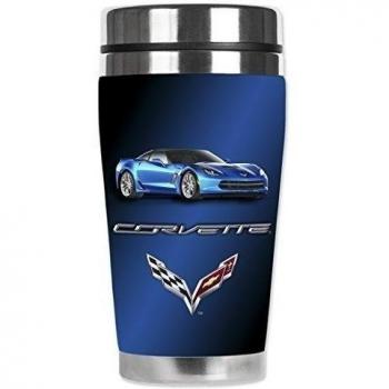 Mugzie Corvette C7 Blue Vette Travel Mug with Insulated Wetsuit Cover, 16 oz, Multicolor by Mugzie