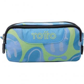 Estuche Totto Sobre escolar eco-friendly dos compartimentos color azul Happy Flow