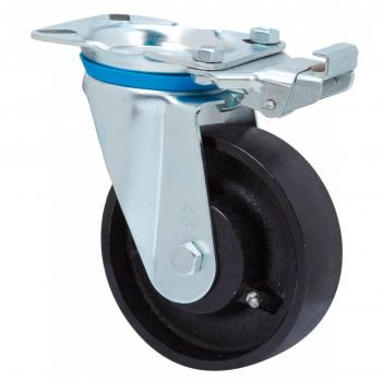 Rueda Giratoria Alex Serie ZV-TA con Platina y Bloqueo Direccional, Hierro Fundido, Eje Liso
