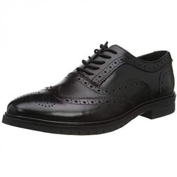 Hush Puppies Santiago Memory Foam Black Leather Lace-Up Oxford Shoes for Men - Size UK 12