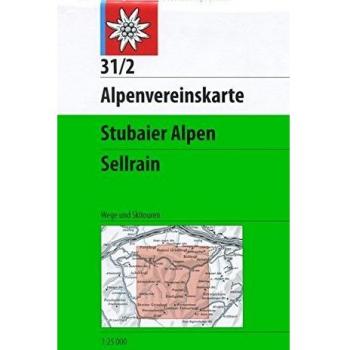 Mapa Topográfico Excursionista Stubaier Alpen Sellrain 1:25.000 con Wegmarkierungen y Rutas de Esquí