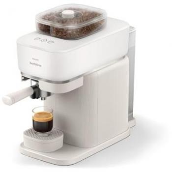 Cafetera Espresso Philips Baristina Variety BAR320/00 - 16 Bar, Doble Compartimento de Granos, Molinillo Integrado, Limpieza Fácil, Blanco