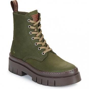 Botines de mujer Art AMBERES Kaki 37-40, piel, planos, cordones, casual