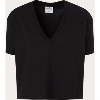 Courrèges Black V Neck Cropped T-Shirt, Female, Size M