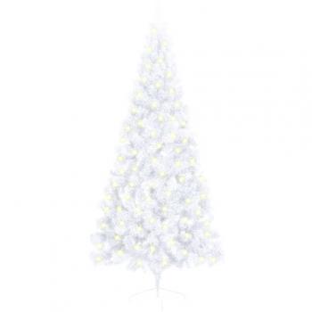 Artificial Half Pre-lit Christmas Tree with Stand - White 180 cm PVC