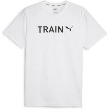 Camiseta de fitness Puma Graphic blanca para hombre, manga corta, diseño gráfico