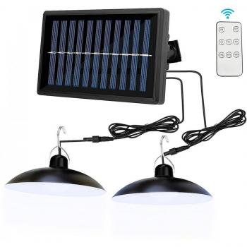 Lámpara de suspensión solar para interiores y exteriores con panel solar y control remoto