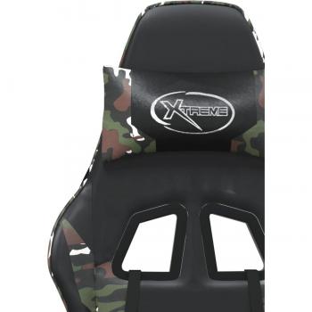 vidaXL Massage Gaming Chair with Footrest Black Camouflage Faux Leather