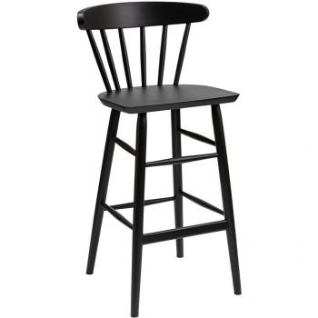Taburete de cocina vintage Daria con varillas negras mate, 65 cm de altura
