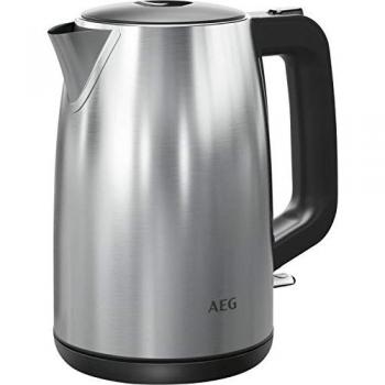 Hervidor de agua AEG K3-1-3ST, capacidad de 1.7 litros, diseño elegante, material de acero inoxidable, base giratoria de 360 grados, filtro anti-cal desmontable, indicador del nivel del agua