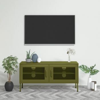 Mueble para TV Verde Oliva 105x35x50 cm en Acero