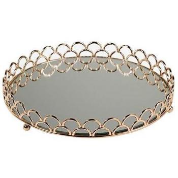 Bandeja de Cristal y Latón Decorativa Elegante (38cm x 38cm x 6cm)