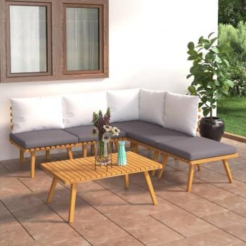 6-Piece Garden Lounge Set with Cushions in Solid Acacia Wood