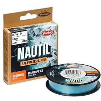 Trenzado Berkley Nautil Inshore X8 150 m, 0,06 mm, 2,7 kg, Color Azul Acuático