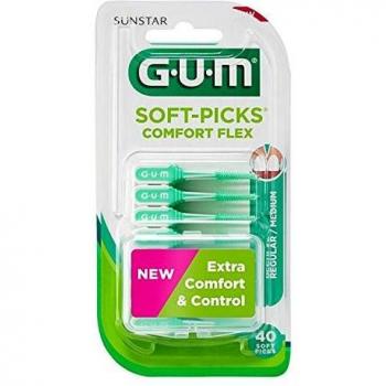 GUM Soft Picks Comfort Flex 40 Count - Ergonomic Interdental Cleaning Sticks