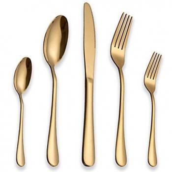 Berglander Set de Cubiertos de Acero Inoxidable 30 Piezas con Chapado en Oro de Titanio, Set de Cubiertos de Color Dorado, Cubiertos, Servicio de cubertería para 6