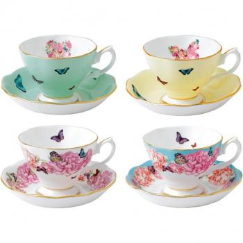 Royal Albert Miranda Kerr Multicolor Teacup and Saucer Set of 4