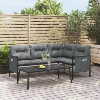 vidaXL Anthracite Steel and Textilene Garden Corner Sofa