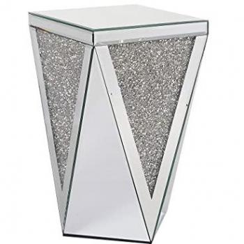 Mesa Auxiliar Espejada de Vidrio Plateado 30 x 30 cm Glamour Luxe