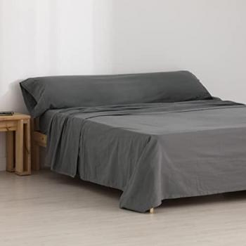 Juego de Sábanas de Franela Titanium Antracita 135 cm - Compuesto por Encimera: 210x270 cm, Bajera: 140x200 cm + 30 cm fuelle, Almohada: