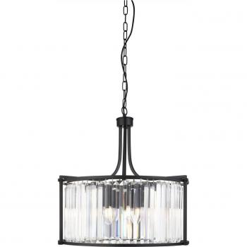 Colgante Victoria Steel negro mate 5 bombillas 51cm E27 con vidrio